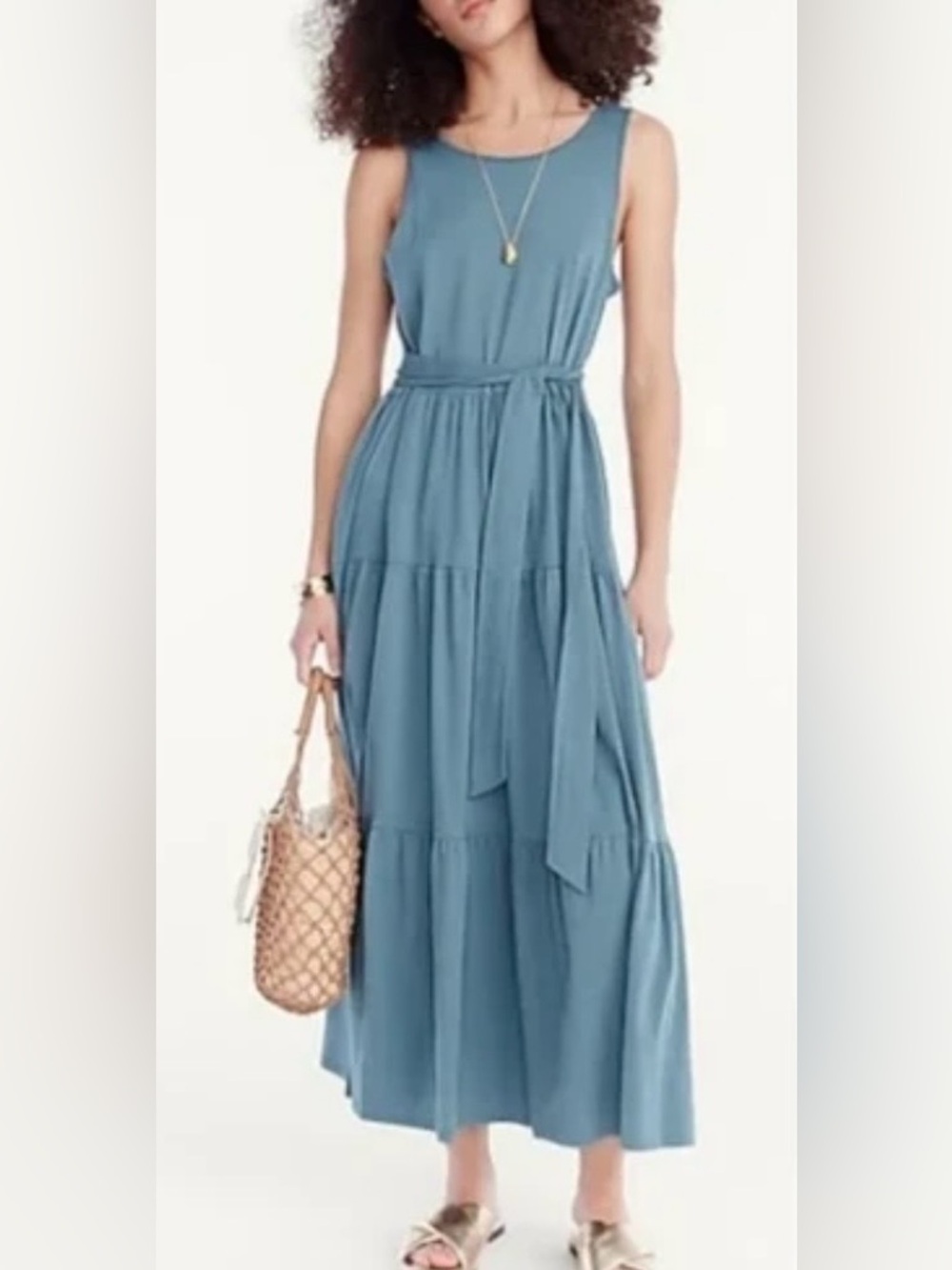 J.Crew Broken-in Jersey Tiered Maxi Dress in Alhambra Green | XL | GUC